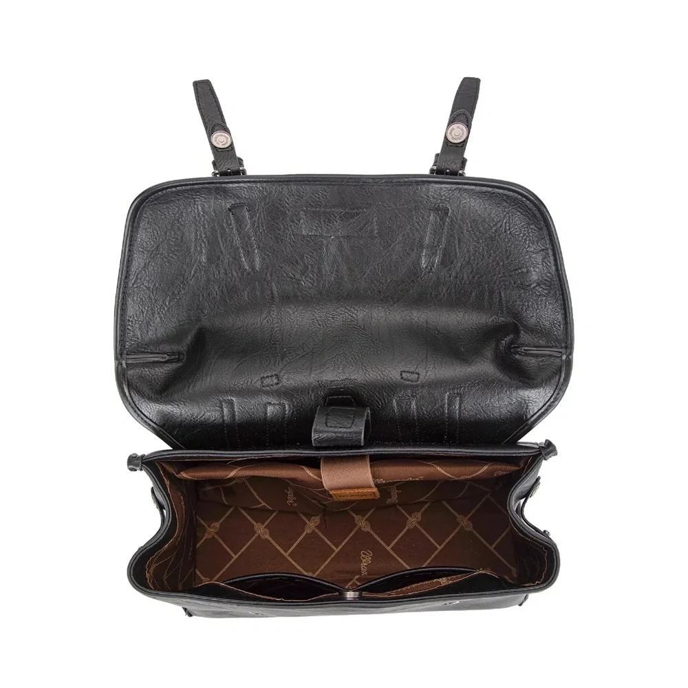 Wrangler Top Handle Carry Satchel/Laptop Bag/Backpack/Crossbody Black